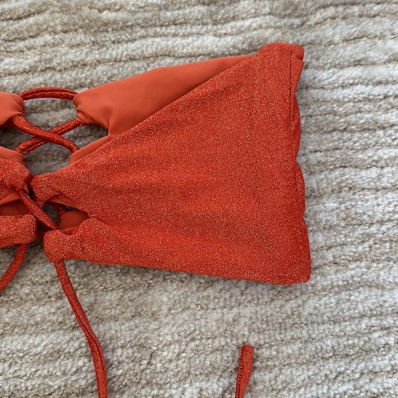 Sara Cristina Hava Bikini with Bandeau Top and Bottom in Shiny Orange Size XS - Picture 10 of 16